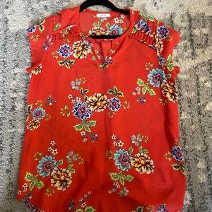 Floral cap sleeved blouse